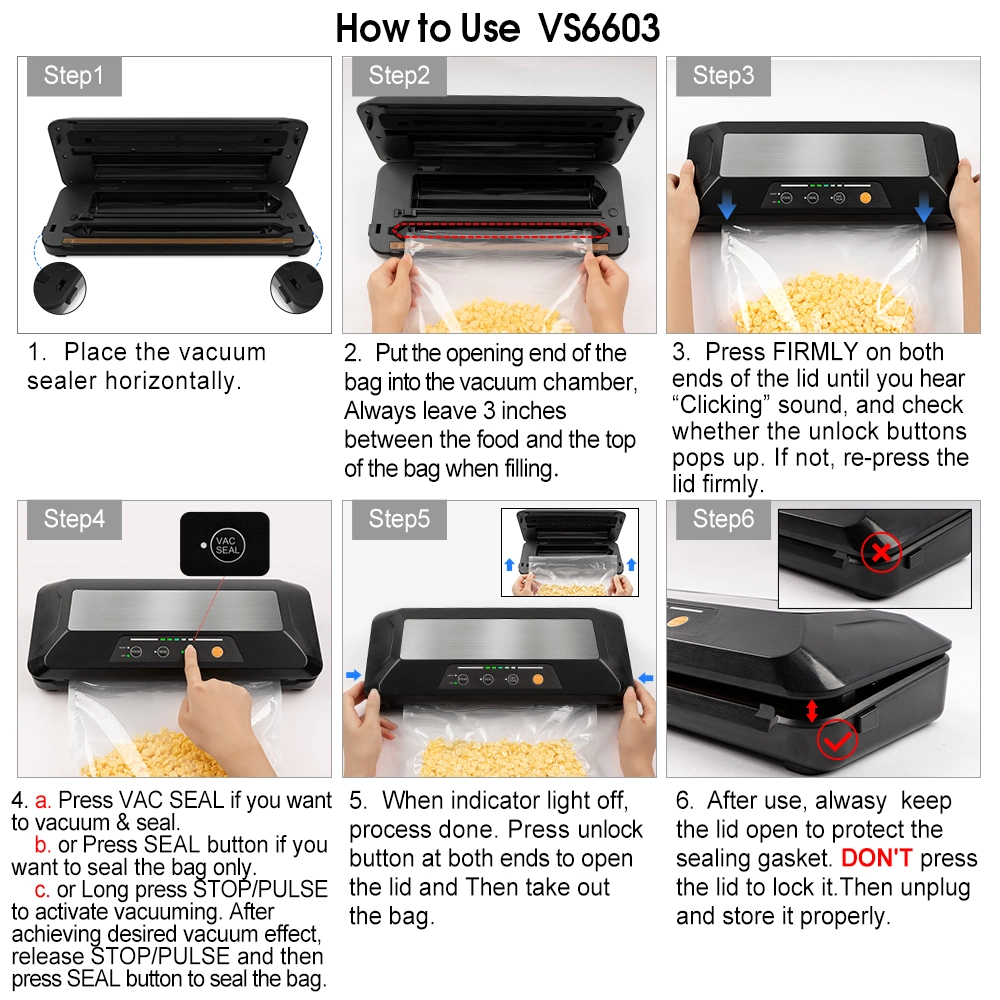 Vacuum Sealer Wet and Dry Food Mode Entry Kit for Changing The Kitchen Environment with Film Wrapping for External Vacuum Extraction