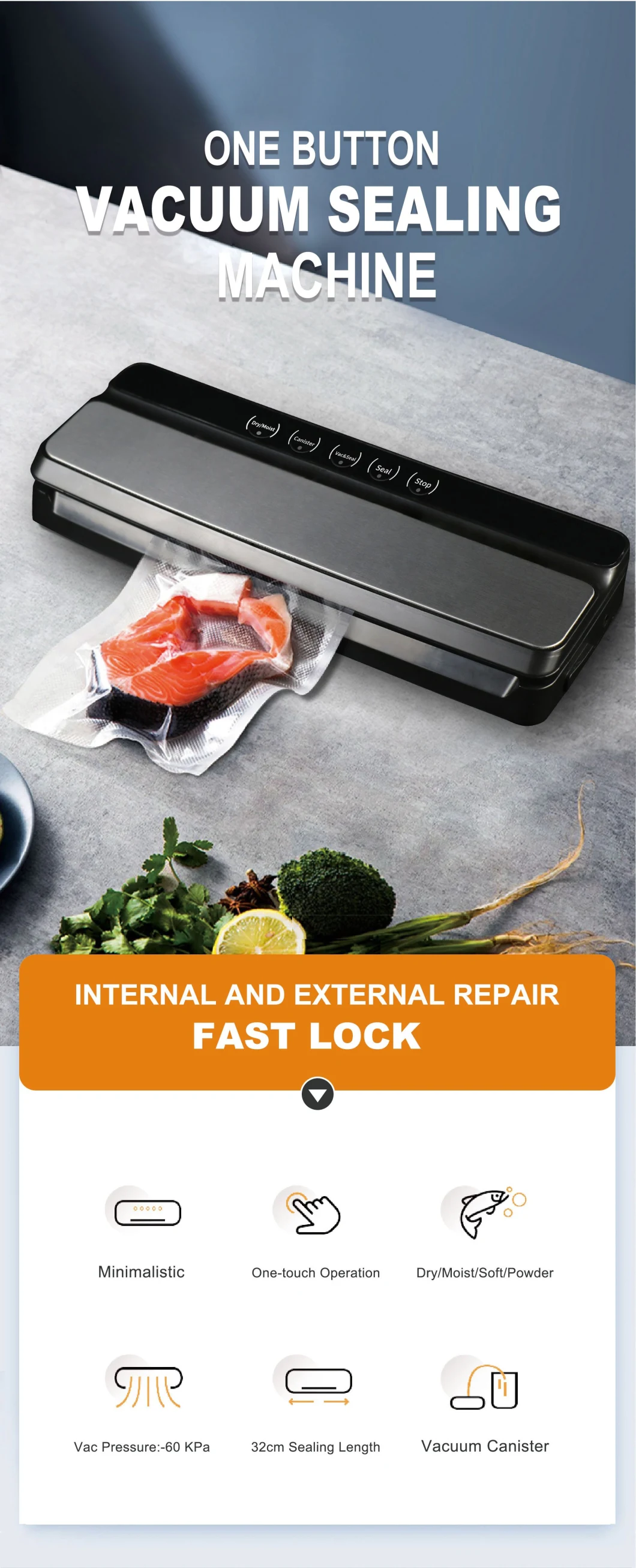 Hot Sale Household Kitchen Electric Machine Automatic Packing Vacuum Food Sealers