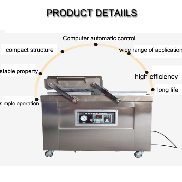 Double Chamber Meat Rice Fish Food Sealers Vacuum Pouch Packing Machine Price