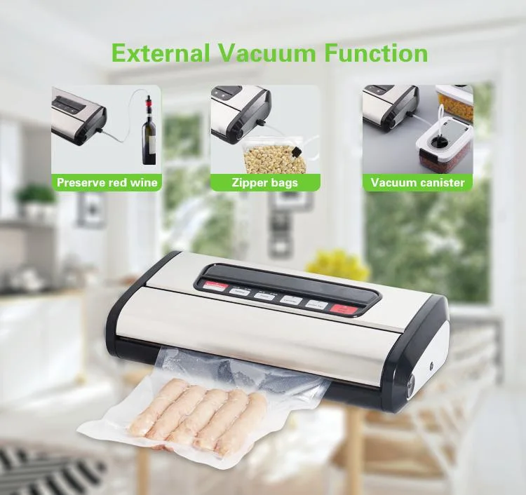 Stainless Steel Durable Bag Food Vacuum Sealer with Built-in Roll Storage